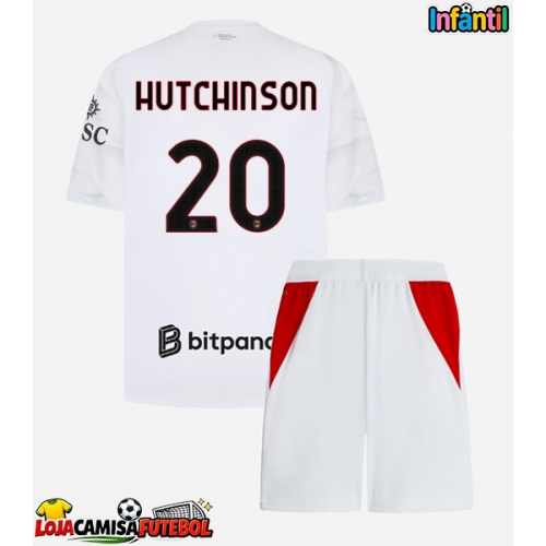 Camisa de Futebol AC Milan Omari Hutchinson #20 Equipamento Secundário Infantil 2026-27 Manga Curta (+ Calças curtas)